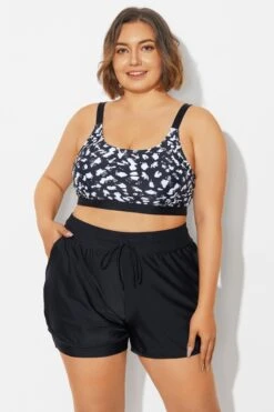 Plus Size Black＆White Square Neck Bikini Top -Meetcurve Shop b debk154002 3