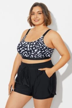 Plus Size Black＆White Square Neck Bikini Top -Meetcurve Shop b debk154002 4