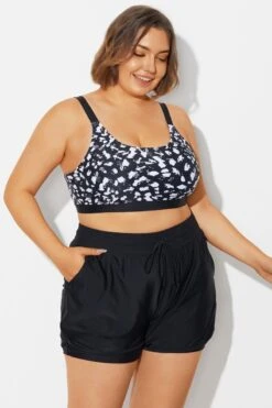 Plus Size Black＆White Square Neck Bikini Top -Meetcurve Shop b debk154002 5