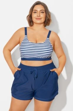 Plus Size Squaue Neck Navy Stripe Bikini Top 10 Plus Size Squaue Neck Navy Stripe Bikini Top -Meetcurve Shop b debk154003 3