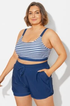 Plus Size Squaue Neck Navy Stripe Bikini Top 12 Plus Size Squaue Neck Navy Stripe Bikini Top -Meetcurve Shop b debk154003 4