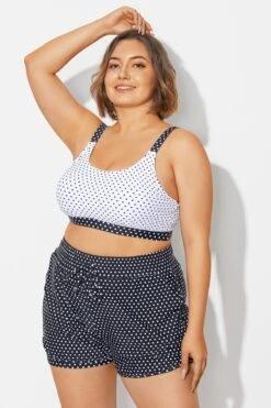 Plus Size Polka Dots Square Neck Bikini Top -Meetcurve Shop b debk154004 4