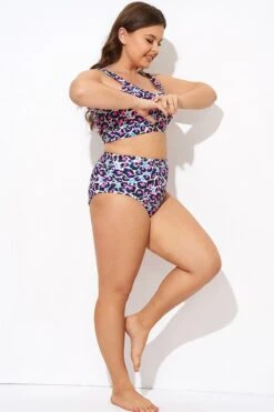 Peach Leopard High-waisted Bikini Bottom 8 Peach Leopard High-waisted Bikini Bottom -Meetcurve Shop b debt006008 3