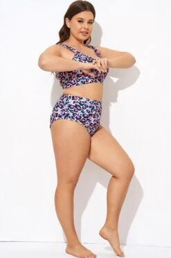 Peach Leopard High-waisted Bikini Bottom 9 Peach Leopard High-waisted Bikini Bottom -Meetcurve Shop b debt006008 4