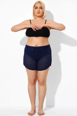 Blue Hollow Out Lace Overlay Swim Bottom -Meetcurve Shop b debt014002 4