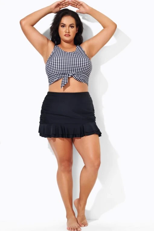 Black Ruffle High Waist Swim Skirt Bottoms 1 Black Ruffle High Waist Swim Skirt Bottoms -Meetcurve Shop b debt025001 1