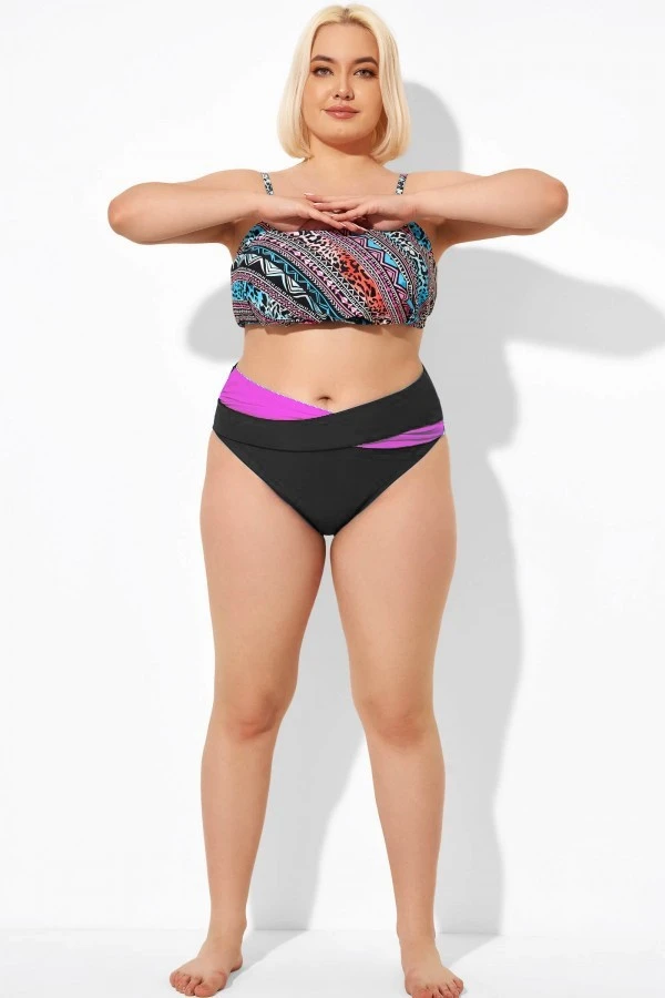 Black Pink Wrap Women High Waist Bikini Bottom 5 Black Pink Wrap Women High Waist Bikini Bottom - Image 3