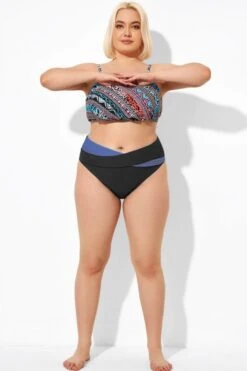 Colorblock Mid Rise Women Swim Bikini Bottom -Meetcurve Shop b debt026006 44