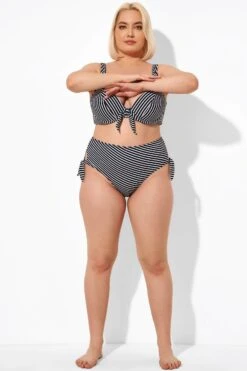 Black Stripe Side Knot High Waist Brief For Lady 9 Black Stripe Side Knot High Waist Brief For Lady -Meetcurve Shop b debt027004 4 1