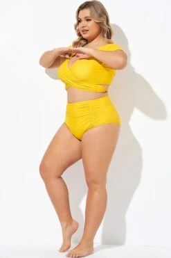 Yellow Relaxed Fit Swim Bikini Short -Meetcurve Shop b debt040010 4