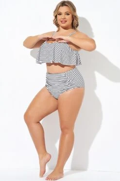 Black And White Stripes Hight Waist Bottom -Meetcurve Shop b debt040011 4