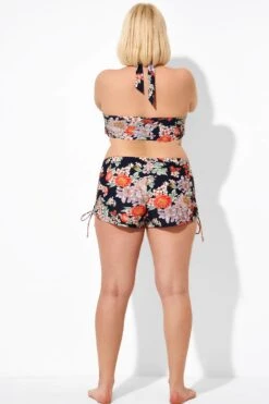 Drawstring Side Flower Printed Swim Shorts -Meetcurve Shop b debt043001 2