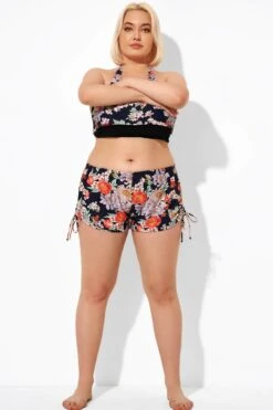 Drawstring Side Flower Printed Swim Shorts -Meetcurve Shop b debt043001 4