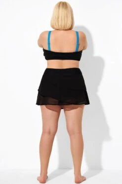 Black High Waisted Layered Black Swim Skirt -Meetcurve Shop b debt047001 3