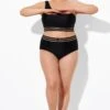 Black Mesh High Waist Bikini Bottom -Meetcurve Shop b debt048001 1