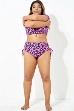 Pink Leopard Print Swim Bottom For Lady -Meetcurve Shop b debt052001 4