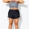Black Drawstring Side High Waisted Bikini Bottom 1 Black Drawstring Side High Waisted Bikini Bottom -Meetcurve Shop b debt060001 1