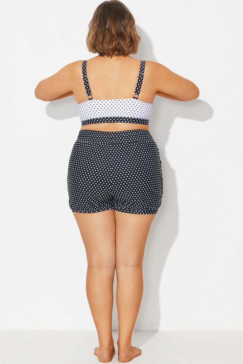 White Polka Dots Mid Waist Women Shorts 4 White Polka Dots Mid Waist Women Shorts - Image 2