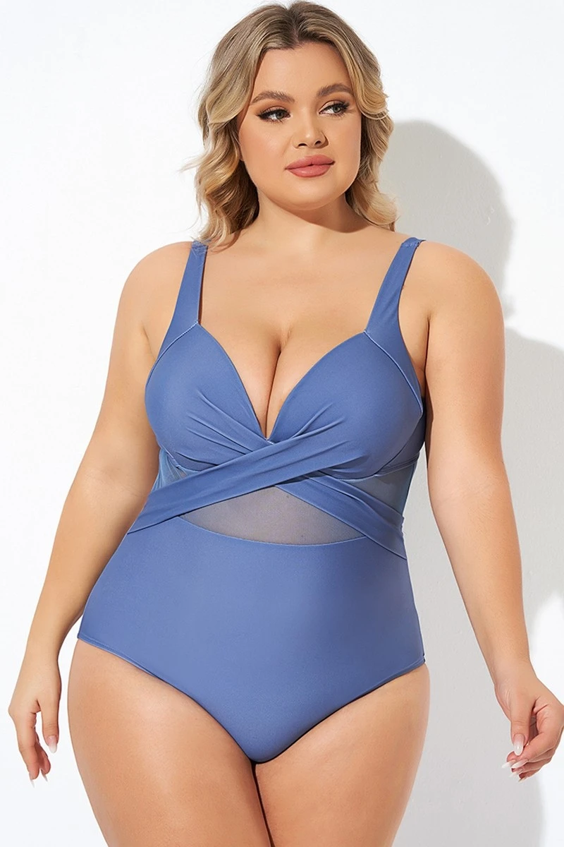 Blue Cut Out Mesh Adjustable Straps One Piece Swimsuit 8 Blue Cut Out Mesh Adjustable Straps One Piece Swimsuit - Image 6