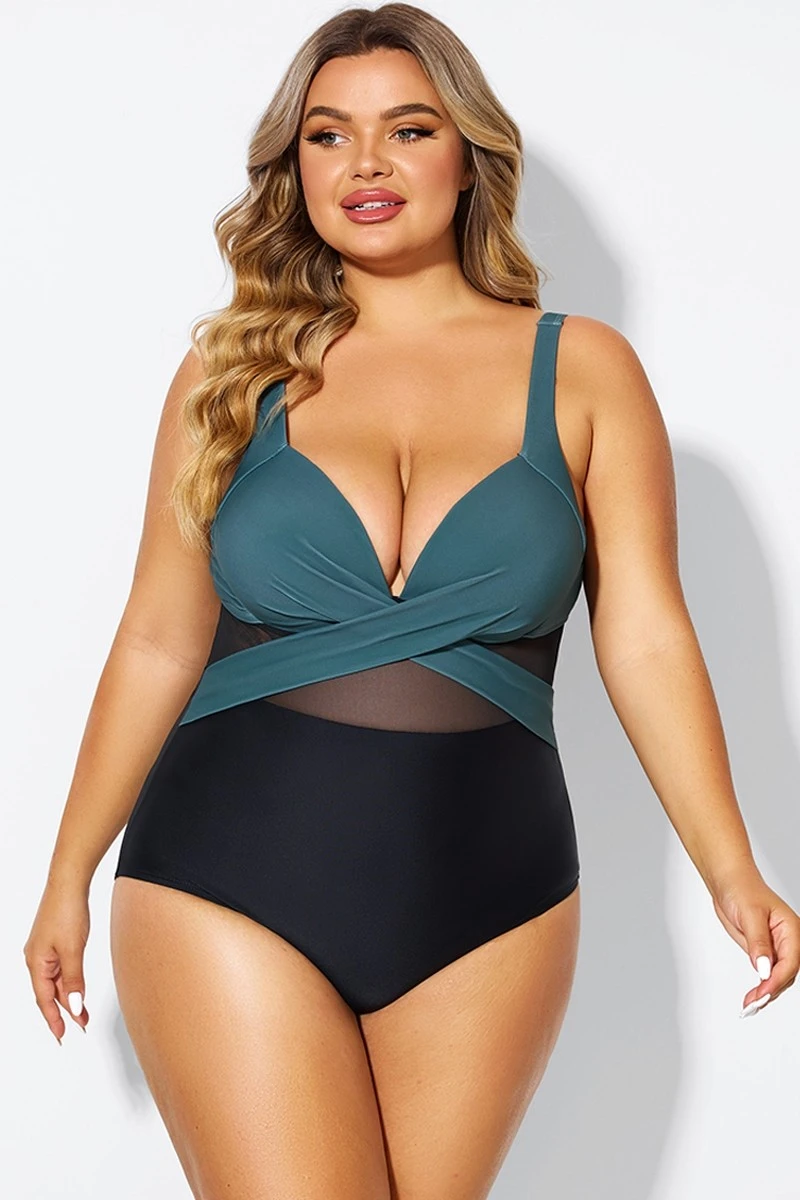 V-Neck Colorblock Tummy Control One Piece Swimsuit 6 V-Neck Colorblock Tummy Control One Piece Swimsuit - Image 4