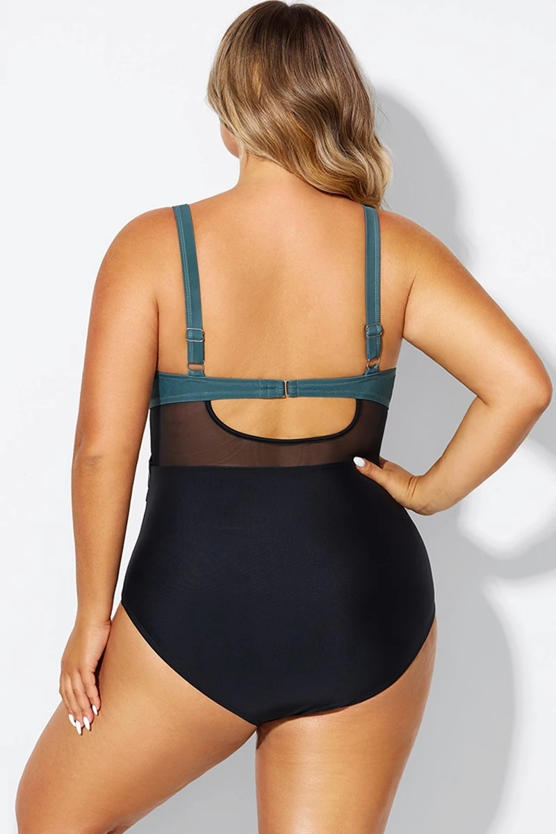 V-Neck Colorblock Tummy Control One Piece Swimsuit 4 V-Neck Colorblock Tummy Control One Piece Swimsuit - Image 2