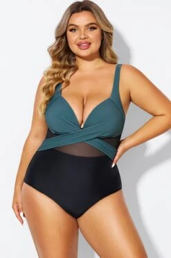 V-Neck Colorblock Tummy Control One Piece Swimsuit 10 V-Neck Colorblock Tummy Control One Piece Swimsuit -Meetcurve Shop b deop006011 3