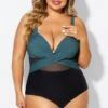 V-Neck Colorblock Tummy Control One Piece Swimsuit 2 V-Neck Colorblock Tummy Control One Piece Swimsuit -Meetcurve Shop b deop006011 4