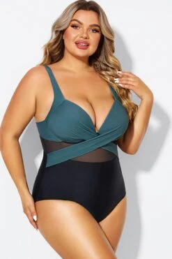 V-Neck Colorblock Tummy Control One Piece Swimsuit 13 V-Neck Colorblock Tummy Control One Piece Swimsuit -Meetcurve Shop b deop006011 5