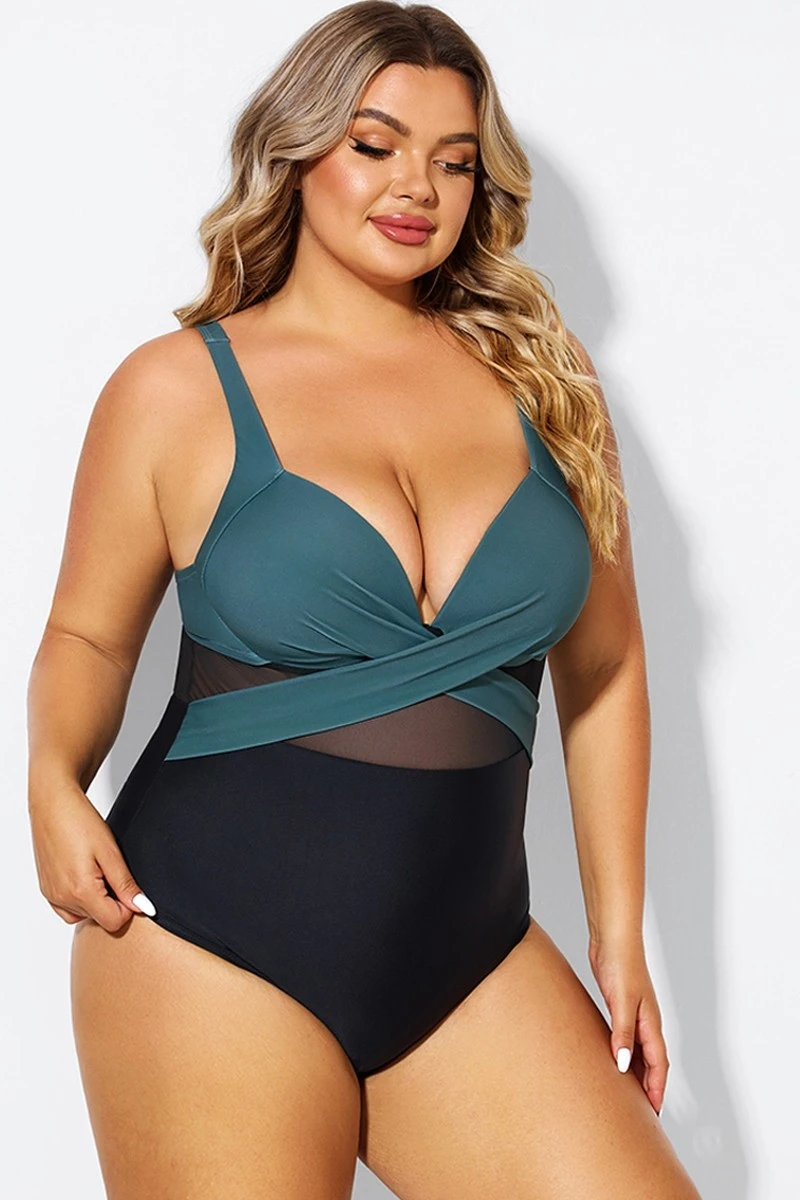 V-Neck Colorblock Tummy Control One Piece Swimsuit 7 V-Neck Colorblock Tummy Control One Piece Swimsuit - Image 5