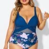 Floral Print Cut Out Mesh Underwire One Piece Swimsuit 1 Floral Print Cut Out Mesh Underwire One Piece Swimsuit -Meetcurve Shop b deop006012 1