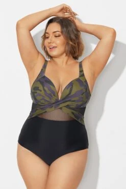 V-Neck Camouflage Print Mesh Underwired One Piece Swimsuit 11 V-Neck Camouflage Print Mesh Underwired One Piece Swimsuit -Meetcurve Shop b deop006013 4