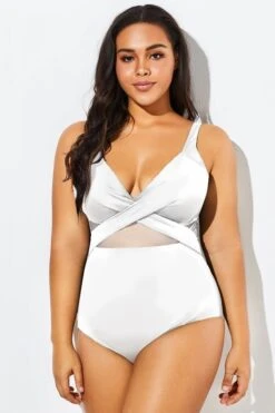 White Cut Out Mesh Underwire One Piece Swimsuit 8 White Cut Out Mesh Underwire One Piece Swimsuit -Meetcurve Shop b deop006014 33