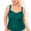 Green Tummy Control Modern One Piece Swimsuit -Meetcurve Shop b deop042001 1