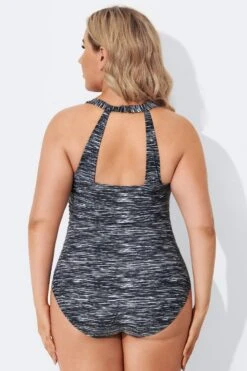 Black Sarong Front Fashionable One Piece Swimsuit -Meetcurve Shop b deop065005 2