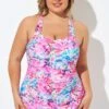 Colorful Printed Sarong Front One Piece Swimsuit 2 Colorful Printed Sarong Front One Piece Swimsuit -Meetcurve Shop b deop065015 1 1