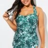 Flower Printed H-Back Sarong Front One Piece Swimsuit -Meetcurve Shop b deop065016 11
