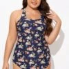 Vintage Flower Print Women One Piece Swimsuit -Meetcurve Shop b deop065017 3