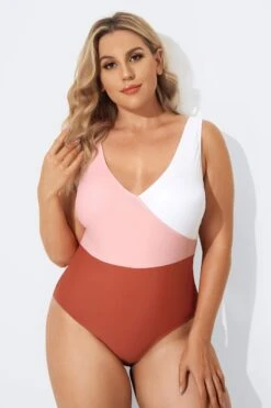 V-Neckline Criss-cross Style One Piece Swimsuits -Meetcurve Shop b deop087001 4