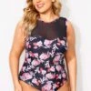 Floral Print Ladder Back One Piece Swimsuit -Meetcurve Shop b deop089006 1
