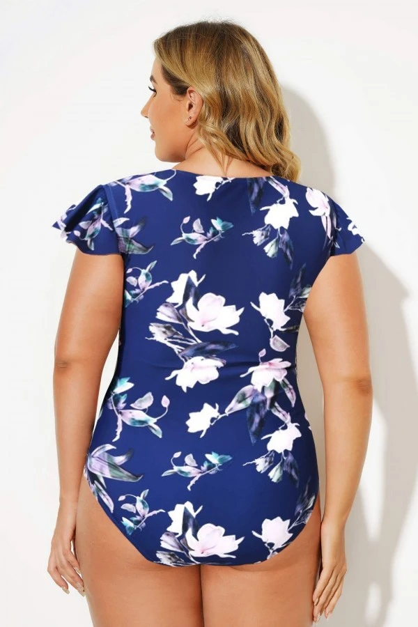 Printed Vintage Frill Sleeve One Piece Swimsuits 4 Printed Vintage Frill Sleeve One Piece Swimsuits - Image 2