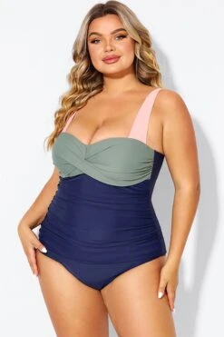 Sweetheart Neck Color Block One Piece Swimsuit -Meetcurve Shop b deop097003 5