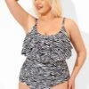 Zebra Print Scoopneck Sexy One Piece Swimsuit -Meetcurve Shop b deop109001 1