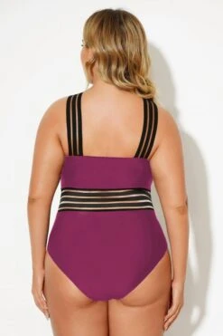 Red Criss-cross Straps Full Lining One Piece Swimsuit -Meetcurve Shop b deop115003 22