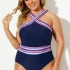 Blue Crossover Women One Piece Swimsuit 1 Blue Crossover Women One Piece Swimsuit -Meetcurve Shop b deop115005 11
