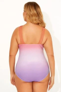 Ombre Color Keyhole Halter Top One Piece Swimsuits -Meetcurve Shop b deop152001 4