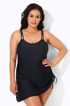 Black Classic Adjustable Stretch Straps One Piece Swimsuit -Meetcurve Shop b deop165001 3