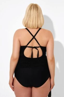 Black 2 In 1 Adjustable Straps Retro One Piece Swimsuit -Meetcurve Shop b deop177001 3