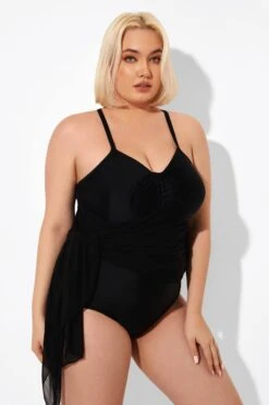 Black 2 In 1 Adjustable Straps Retro One Piece Swimsuit -Meetcurve Shop b deop177001 6