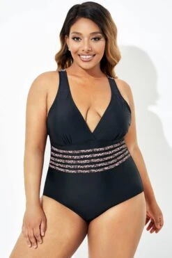 Black Trendy Leopard Printed One Piece Swimsuit -Meetcurve Shop b deop180001 3