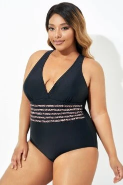 Black Trendy Leopard Printed One Piece Swimsuit -Meetcurve Shop b deop180001 5